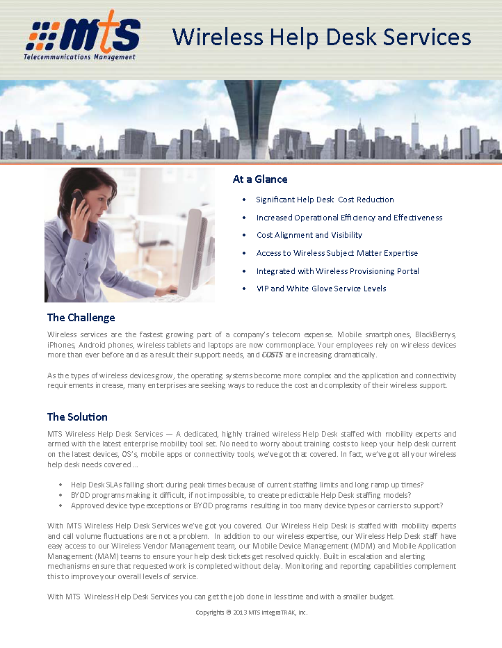 MTS Wireless Help Desk Services