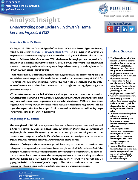 Understanding how Cochran v. Schwan’s Home Services Impacts BYOD