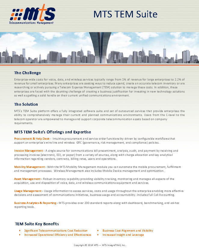 MTS TEM Suite Expanded Overview Brochure